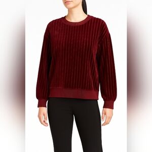Simply Vera Vera Wang Burgundy Velvet Ribbed Pullover Top NWT Women’s Small